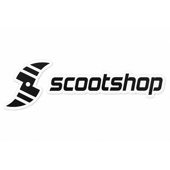 Kleine schwarze Scootshop-Aufkleber