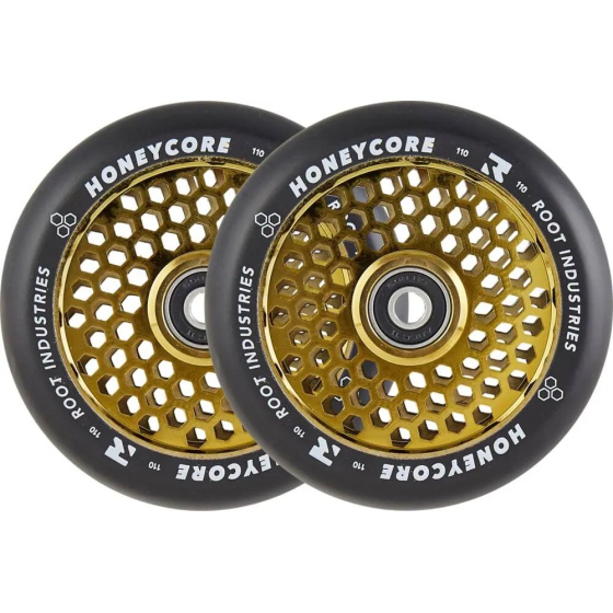 Root Industries Honeycore Rollen schwarz 110mm 2 Stück gold