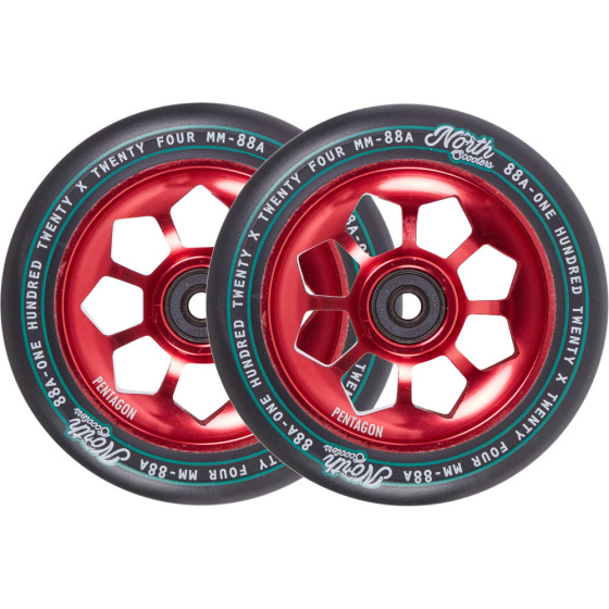 North Pentagon Rollen 120mm rot 2 Stück