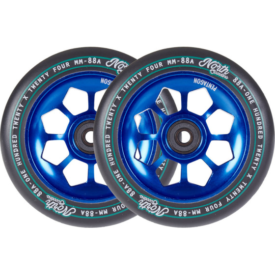 North Pentagon Rollen 120mm blau 2 Stück