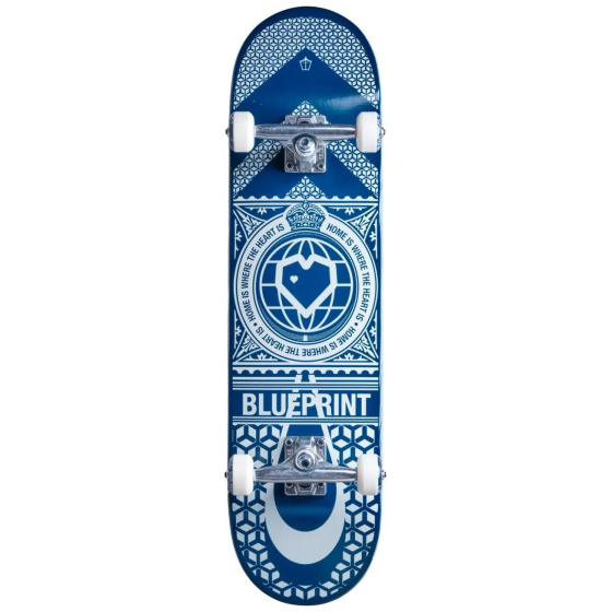 Skateboard Blueprint Home Heart 8" blau