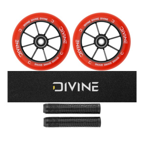 Set 2 Stück Divine Rollen 110 mm Spoked rot + Divine Griptape + Divine Griffe