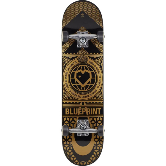 Skateboard Blaupause Zuhause Herz 8.125" gold