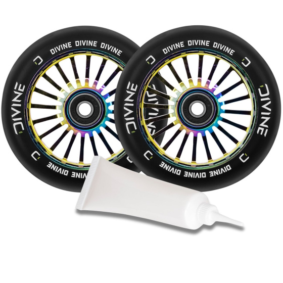 Set 2 Stück Divine 110 mm Turbo Neochrome Rollen + Divine Öl für Lager