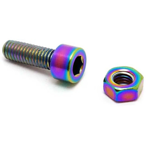 TLC Titanium BMX Sattelstützenklemme Schraube und Mutter (Regenbogen) TLC Titanium BMX Sattelstützenklemme Schraube und Mutter (Regenbogen)