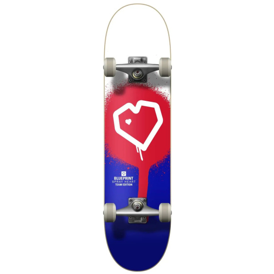 Blueprint Spray Heart V2 Skateboard Komplett (7.75"|Rot/Blau)