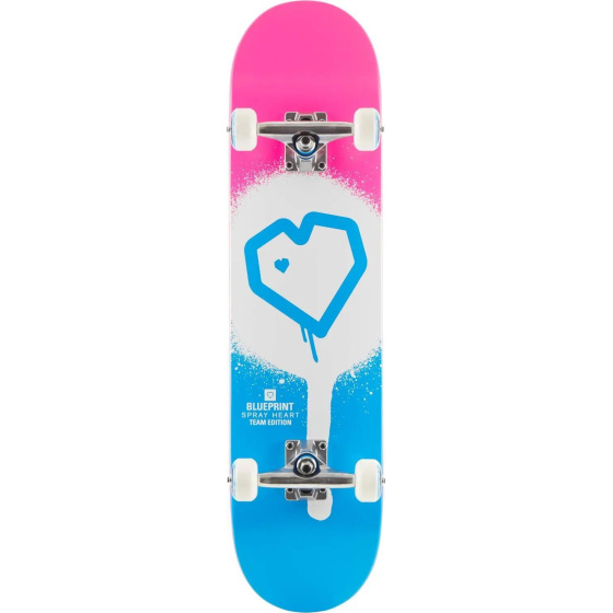 Blueprint Spray Heart V2 Skateboard Komplett (7.75"|Blau/Weiß/Rosa)