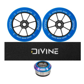 Set 2 Stück Divine Rollen 110 mm Spoked blau + Divine Griptape + Divine Headset Set 2 Stück Divine Rollen 110 mm Spoked blau + Divine Griptape + Divine Headset