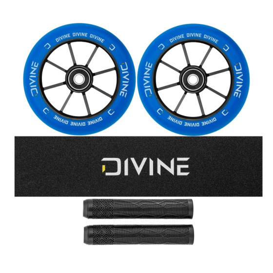 Set 2 Stück Divine Rollen 110 mm Spoked blau + Divine Griptape + Divine Griffe