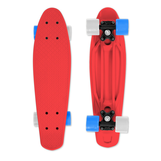 Skateboard FIZZ BOARD Rot, Blau-Weiß PU, rot