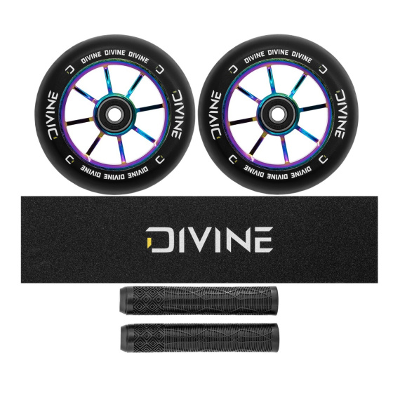Set 2 Stück Divine Rollen 110 mm Spoked Rainbow + Divine Griptape + Divine Griffe