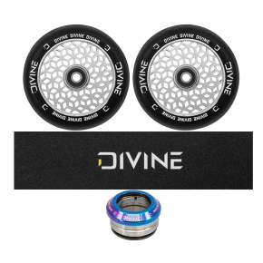 Set 2 Stück Divine Rollen 110 mm Light Silber + Divine Griptape + Divine Headset Set 2 Stück Divine Rollen 110 mm Light Silber + Divine Griptape + Divine Headset