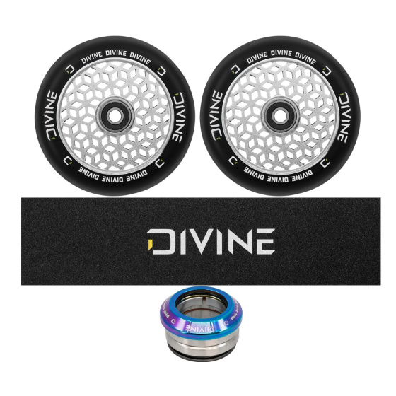 Set 2 Stück Divine Rollen 110 mm Light Silber + Divine Griptape + Divine Headset