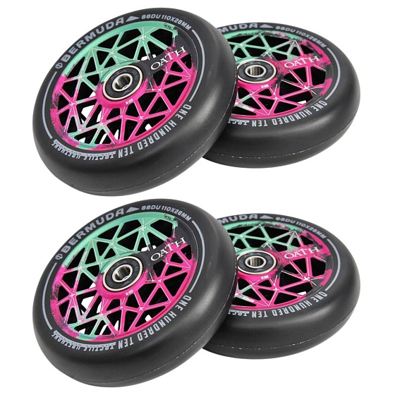 Verpackung 1+1 Rollen Oath Bermuda 110mm Grün/Pink/Schwarz 4 Stück
