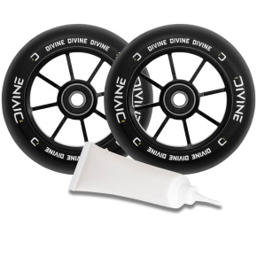 Set 2 Stück Divine 110 mm Spoked schwarz + Divine Öl für Lager