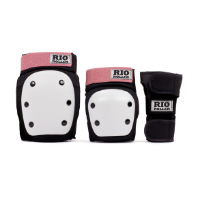 Rio Roller Triple Pad Set - Schwarz/Rose - Groß