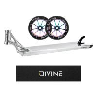 Set Deck Ethic Lindworm V4 600 mm RAW + 2 Stück Divine Rollen 110 mm Spoked Neochrome + Divine Logo Griptape