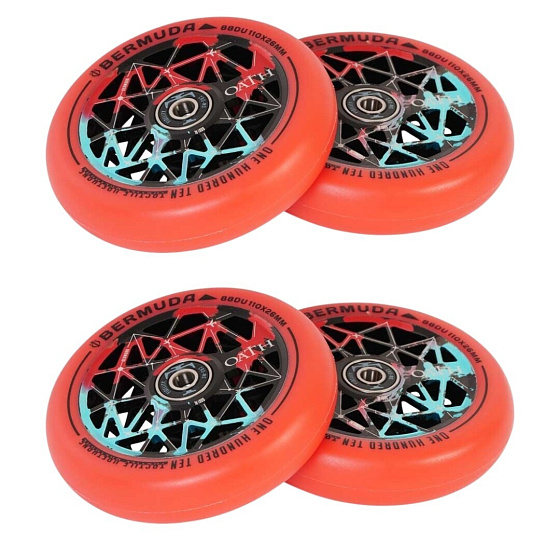 Verpackung 1+1 Rollen Oath Bermuda 110mm Schwarz/Teal/Rot 4 Stück