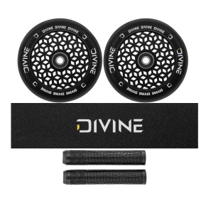 Set 2 Stück Divine 110 mm Light Core Rollen schwarz + Divine Griptape + Divine Griffe