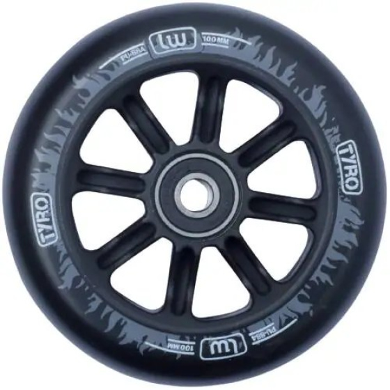 Longway Tyro Nylon Core 100mm Schwarz/Weiß Flamme Rad