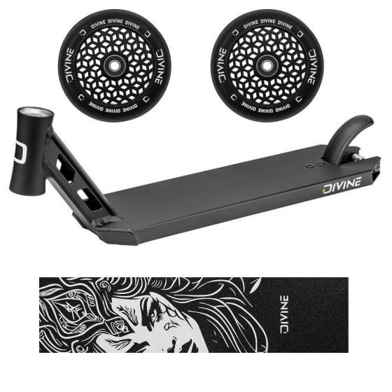 Set Divine Park Board schwarz + 2x Divine 110 mm Light Rollen schwarz + Divine Nyx Griptape