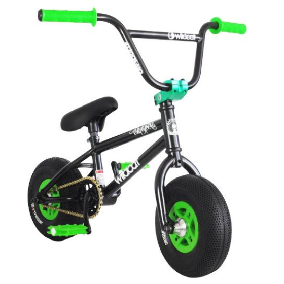 Wildcat Venom 2A Mini BMX Bike (Schwarz/Grün|ohne Bremsen)